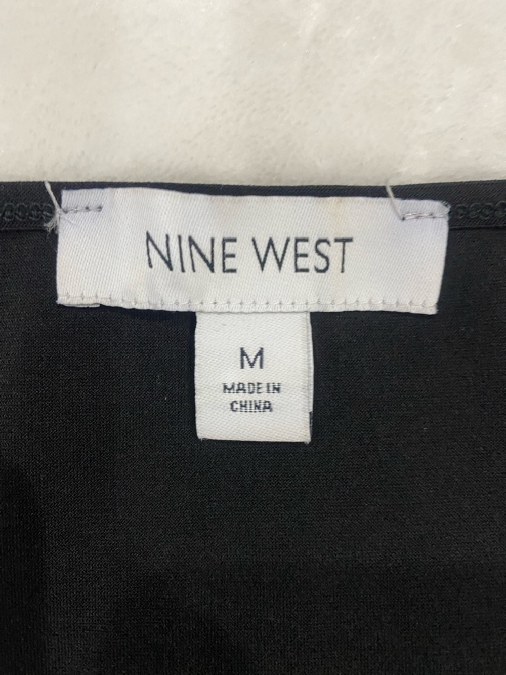 NINE WEST Black Cold-Shoulder Top with Gold Ring Accents. Size M - Picture 6 of 8
